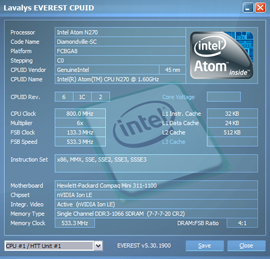 HP Compaq Mini 311c-1110er  Everest CPU Test