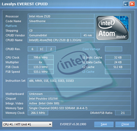 Asus Eee PC T91MT Everest CPU Test