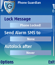 Screenshot of Phone Guardian - security software for Series 60